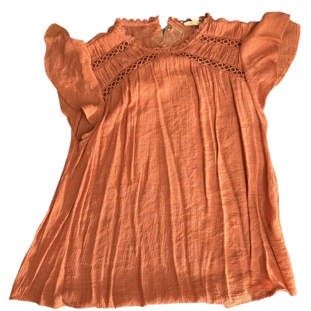 Women's Orange Flutter Sleeve Top